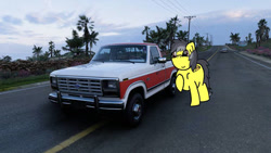 Size: 444x250 | Tagged: safe, artist:foxfer64_yt, derpibooru import, oc, oc only, oc:thunder (fl), pegasus, pony, experiment, ford, ford f-150, forza horizon, ibispaint x, road, simple, solo, test