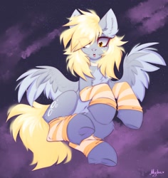 Size: 2000x2117 | Tagged: safe, artist:mysha, derpibooru import, derpy hooves, pegasus, pony, g4, chest fluff, cute, derpabetes, ear fluff, ears, female, flying, high res, looking at you, mare, open mouth, signature, solo, spread wings, wings