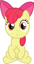 Size: 3000x5644 | Tagged: safe, artist:cloudy glow, derpibooru import, apple bloom, earth pony, pony, g4, .ai available, female, filly, foal, looking at you, simple background, sitting, solo, transparent background, vector