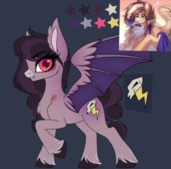 Size: 1790x1767 | Tagged: safe, artist:ondrea, derpibooru import, oc, oc only, oc:ondrea, oc:thunder run, bat pony, pegasus, pony, fusion, reference sheet