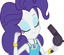 Size: 2963x2520 | Tagged: safe, derpibooru import, edit, edited screencap, editor:homersimpson1983, screencap, rarity, human, do it for the ponygram!, equestria girls, equestria girls series, g4, spoiler:eqg series (season 2), 2d, background removed, cute, eyes closed, eyeshadow, female, geode of shielding, gold, hair dryer, jewelry, magical geodes, makeup, not a vector, pinkie pie hair, raribetes, rarity peplum dress, simple background, sleeveless, solo, transparent background, wrist cuffs