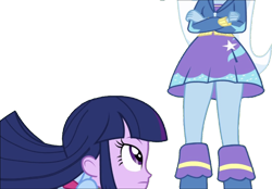 Size: 3616x2520 | Tagged: safe, derpibooru import, edit, edited screencap, editor:homersimpson1983, screencap, trixie, twilight sparkle, human, equestria girls, g4, background removed, female, looking up, not a vector, simple background, transparent background