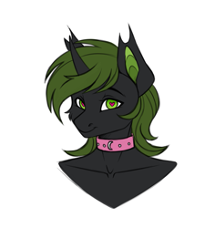 Size: 1285x1360 | Tagged: safe, artist:vetta, derpibooru import, oc, anthro, changeling, cheek fluff, collar, green changeling, heart, heart eyes, smiling, solo, wingding eyes