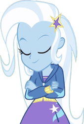 Size: 1710x2520 | Tagged: safe, derpibooru import, edit, edited screencap, editor:homersimpson1983, screencap, trixie, human, equestria girls, g4, background removed, crossed arms, eyes closed, female, not a vector, smiling, solo