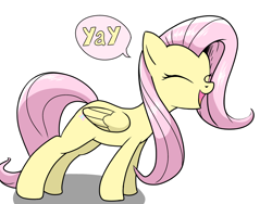 Size: 2048x1536 | Tagged: safe, artist:tstone, derpibooru import, fluttershy, pegasus, pony, eyes closed, flutteryay, open mouth, open smile, simple background, smiling, solo, white background, yay