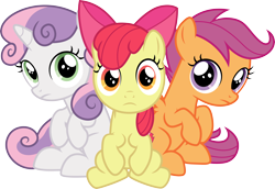 Size: 4370x3000 | Tagged: safe, artist:cloudy glow, derpibooru import, apple bloom, scootaloo, sweetie belle, earth pony, pegasus, pony, unicorn, the fault in our cutie marks, .ai available, cutie mark crusaders, female, filly, foal, simple background, together, transparent background, trio, trio female, vector