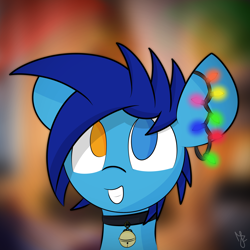 Size: 3176x3176 | Tagged: safe, artist:japkozjad, derpibooru import, oc, oc:apply, pegasus, pony, bell, christmas, christmas lights, heterochromia, holiday, looking at you, pegasus oc