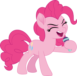 Size: 3038x3000 | Tagged: safe, artist:cloudy glow, derpibooru import, pinkie pie, earth pony, pony, rainbow roadtrip, female, microphone, simple background, solo, transparent background