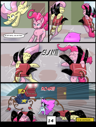Size: 6000x8000 | Tagged: safe, artist:chedx, derpibooru import, fluttershy, pinkie pie, earth pony, pegasus, comic:learning with pibby glitch battles, g4, boxy boo, comic, commission, community related, corrupted, crossover, error, glitch, multiverse, pibby