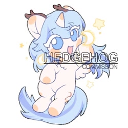 Size: 1000x1000 | Tagged: safe, artist:hedgehog29271, derpibooru import, oc, oc only, alicorn, original species, pony, alicorn oc, antlers, chest fluff, commission, female, horn, mare, simple background, watermark, white background, wings