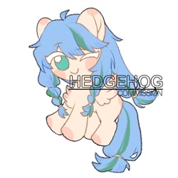 Size: 1000x1000 | Tagged: safe, artist:hedgehog29271, derpibooru import, oc, oc only, pegasus, pony, braid, chest fluff, female, mare, one eye closed, simple background, smiling, solo, watermark, white background, wink