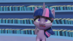 Size: 1920x1080 | Tagged: safe, derpibooru import, screencap, twilight sparkle, twilight sparkle (alicorn), alicorn, pony, g4.5, my little pony: stop motion short, pinkie pie wants to play, cute, dizzy, funny, library, solo, twilight's castle, twilight's castle library