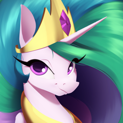 Size: 2902x2902 | Tagged: safe, artist:aquaticvibes, derpibooru import, princess celestia, alicorn, pony, beautiful, bust, crown, female, jewelry, looking at you, mare, portrait, regalia, solo