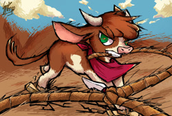 Size: 1280x866 | Tagged: safe, artist:shiroan33, derpibooru import, arizona cow, cow, them's fightin' herds, community related, solo