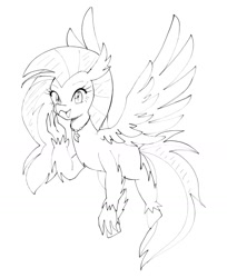 Size: 1303x1593 | Tagged: safe, artist:plusplus_pony, derpibooru import, silverstream, hippogriff, cute, diastreamies, female, simple background, sketch, solo, spread wings, white background, wings