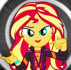 Size: 425x418 | Tagged: safe, derpibooru import, sunset shimmer, human, better together, equestria girls, abstract background, cute, hand, hypnosis, solo, spiral