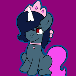 Size: 5000x5000 | Tagged: safe, artist:houndy, derpibooru import, oc, oc only, oc:houndy, pony, unicorn, crown, full body, horn, jewelry, pouting, purple background, regalia, simple background, solo, unicorn oc