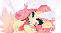 Size: 3631x1981 | Tagged: safe, artist:xsatanielx, derpibooru import, fluttershy, pegasus, pony, bunny ears, carrot, cute, daaaaaaaaaaaw, female, food, hoof hold, mare, shyabetes, solo