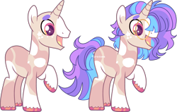 Size: 4180x2663 | Tagged: safe, artist:kurosawakuro, derpibooru import, oc, oc only, pony, unicorn, bald, base used, colored hooves, freckles, glasses, hoof polish, horn, magical lesbian spawn, male, offspring, open mouth, parent:applejack, parent:twilight sparkle, parents:twijack, raised hoof, raised leg, solo, stallion, unicorn oc, unshorn fetlocks