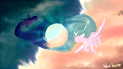 Size: 1920x1080 | Tagged: safe, artist:bluenotefs, derpibooru import, princess celestia, princess luna, alicorn, pony, duo, flying, semi-abstract