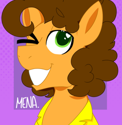 Size: 958x987 | Tagged: safe, artist:dsstoner, cheese sandwich, earth pony, pony, bust, eyes closed, heart, heart eyes, male, one eye closed, portrait, smiling, solo, solo male, stallion, wingding eyes, wink