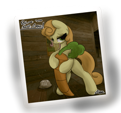 Size: 1551x1445 | Tagged: safe, artist:ricy, derpibooru import, carrot top, golden harvest, /mlp/ tf2 general, 2fort, carrot, food, hat, postcard, simple background, team fortress 2, text, transparent background