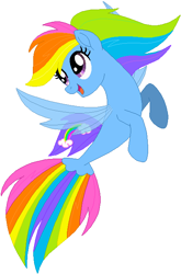 Size: 441x667 | Tagged: safe, artist:selenaede, artist:the smiling pony, artist:user15432, derpibooru import, rainbow dash, rainbow dash (g3), pegasus, pony, sea pony, seapony (g4), g3, g4, my little pony: the movie, spoiler:my little pony the movie, base used, fin wings, fins, g3 to g4, generation leap, open mouth, seaponified, seapony rainbow dash, simple background, smiling, solo, species swap, white background, wings