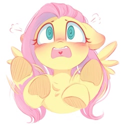 Size: 1053x1079 | Tagged: safe, artist:melodylibris, derpibooru import, fluttershy, pegasus, pony, blushing, bust, chest fluff, cute, ear blush, ears back, female, flustered, heart tongue, mare, open mouth, shyabetes, simple background, solo, swirly eyes, white background