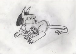 Size: 3208x2293 | Tagged: safe, artist:toon-n-crossover, derpibooru import, ahuizotl, oc, oc only, oc:netlamatchti, ahuizotl (species), dog, baby, cute, infant, monochrome, puppy, sketchbook, traditional art, young