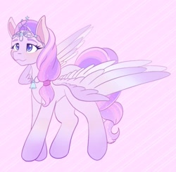 Size: 1675x1640 | Tagged: safe, artist:mscolorsplash, derpibooru import, pegasus, pony, abstract background, barbie, barbie and the magic of pegasus, bretta, crossover, female, jewelry, mare, ponified, tiara