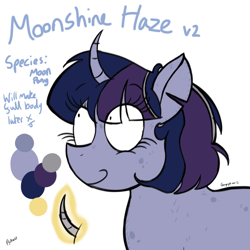 Size: 1080x1080 | Tagged: safe, derpibooru import, oc, oc only, oc:moonshine haze, original species, pony, female, reference sheet, simple background, solo, white background