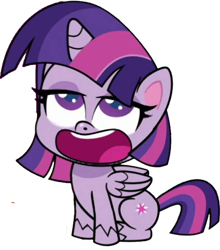 Size: 424x481 | Tagged: safe, artist:pascalmulokozi2, derpibooru import, edit, edited screencap, screencap, twilight sparkle, twilight sparkle (alicorn), alicorn, pony, g4.5, my little pony: pony life, the fast and the furriest, background removed, bored, female, mare, not a vector, open mouth, simple background, solo, transparent background