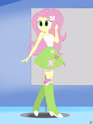 Size: 2448x3264 | Tagged: safe, artist:diegosagiro, derpibooru import, fluttershy, equestria girls, boots, high heel boots, inanimate tf, mannequin, mannequin tf, price tag, shoes, solo, transformation
