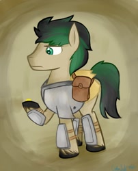 Size: 1280x1586 | Tagged: safe, artist:cottonsulk, derpibooru import, oc, oc only, oc:night linger, pony, armor, male, solo, stallion