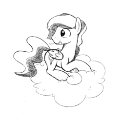 Size: 540x540 | Tagged: safe, artist:cottonsulk, derpibooru import, oc, oc only, oc:tootie-frootie, pegasus, pony, cloud, male, monochrome, on a cloud, rule 63, simple background, solo, stallion, tongue, tongue out, white background