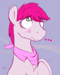 Size: 743x919 | Tagged: safe, artist:cottonsulk, derpibooru import, oc, oc only, oc:raspberry scents, earth pony, pony, blushing, male, solo, stallion