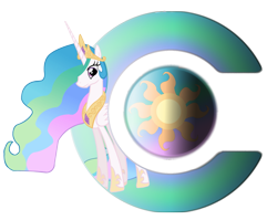 Size: 1403x1118 | Tagged: safe, anonymous artist, derpibooru exclusive, derpibooru import, princess celestia, alicorn, c, celestia (program), cutie mark, female, mare, namesake, parody, photoshop, pun, simple background, solo, sun, transparent background, vector used, visual pun