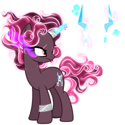 Size: 2048x2048 | Tagged: safe, artist:harmonyvitality-yt, derpibooru import, oc, oc only, pony, unicorn, eyelashes, female, frown, horn, horn ring, looking back, mare, parent:king sombra, parent:tempest shadow, ring, simple background, solo, sombra eyes, transparent background, unicorn oc