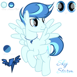 Size: 1280x1280 | Tagged: safe, artist:harmonyvitality-yt, derpibooru import, oc, oc only, oc:sky storm, pegasus, pony, base used, ear piercing, earring, jewelry, looking back, male, necklace, offspring, parent:rainbow dash, parent:soarin', parents:soarindash, pegasus oc, piercing, rearing, simple background, smiling, solo, stallion, transparent background