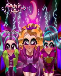 Size: 1080x1350 | Tagged: safe, artist:mlp-france-yt, derpibooru import, adagio dazzle, aria blaze, sonata dusk, blushing, female, trio