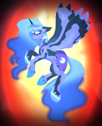 Size: 4468x5524 | Tagged: safe, artist:dazzlingmimi, artist:eeveeglaceon, derpibooru import, nightmare moon, princess luna, alicorn, pony, princess twilight sparkle (episode), crying, female, nightmare luna, scene interpretation, solo, transformation