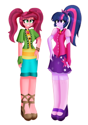 Size: 4466x6295 | Tagged: safe, artist:eeveeglaceon, derpibooru import, gloriosa daisy, sci-twi, twilight sparkle, human, equestria girls, alternate universe, clothes, dazzleverse, gem, simple background, siren gem, skirt, transparent background