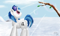 Size: 1200x720 | Tagged: safe, artist:yashn37, derpibooru import, dj pon-3, vinyl scratch, pony, unicorn, female, snow, solo, winter