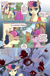 Size: 960x1440 | Tagged: safe, alternate version, artist:cold-blooded-twilight, derpibooru import, bon bon, sweetie drops, twilight sparkle, earth pony, pony, comic:cold storm, armor, cold blooded twilight, comic, dialogue, female, mare, pony guard, speech bubble, thought bubble