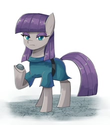 Size: 1209x1365 | Tagged: safe, artist:plusplus_pony, derpibooru import, boulder (pet), maud pie, earth pony, pony, clothes, rock, simple background, white background