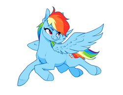 Size: 2350x1805 | Tagged: safe, artist:aquaticvibes, derpibooru import, rainbow dash, pegasus, pony, female, flying, high res, mare, simple background, solo, white background