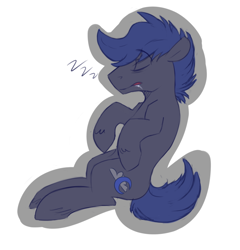 Size: 700x730 | Tagged: safe, artist:cottonsulk, derpibooru import, oc, oc only, oc:bluemoon, earth pony, pony, drool, male, simple background, sleeping, solo, stallion, white background