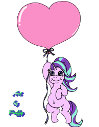 Size: 2018x2601 | Tagged: safe, artist:puffydearlysmith, derpibooru import, starlight glimmer, pony, unicorn, balloon, belly button, chubby, chubby cheeks, female, floating, heart, heart balloon, holiday, mare, simple background, smiling, transparent background, valentine's day