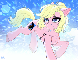 Size: 2600x2000 | Tagged: safe, artist:hakaina, derpibooru import, oc, oc only, oc:kara waypoint, earth pony, pony, female, ice, jewelry, mare, necklace, snow, solo