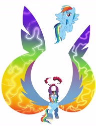 Size: 3130x4096 | Tagged: safe, artist:bearmation, derpibooru import, rainbow dash, pegasus, pony, bipedal, colored wings, female, film grain, gigantamax, high res, large wings, mare, multicolored wings, pokémon, rainbow wings, simple background, solo, spread wings, unshorn fetlocks, white background, wing ears, wings